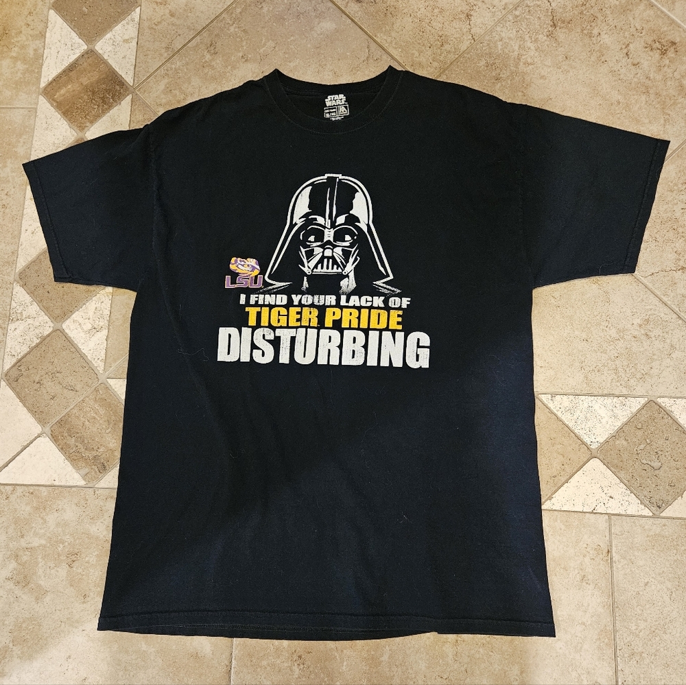 LSU / Star Wars Darth Vader Men's Black T-Shirt - Size XL
